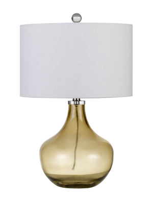 Cal Lighting 150W Logan Glass Table Lamp with Drum Hardback Fabric Shade BO-2910TB Smoke BO-2910TB