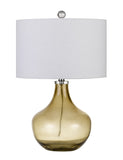 Cal Lighting 150W Logan Glass Table Lamp with Drum Hardback Fabric Shade BO-2910TB Smoke BO-2910TB