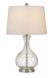 Cal Lighting 150W Nador Glass Table Lamp with Taper Drum Hardback Fabric Shade BO-2916TB Brushed Steel BO-2916TB