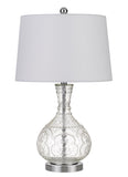 Cal Lighting 150W Nador Glass Table Lamp with Taper Drum Hardback Fabric Shade BO-2916TB Brushed Steel BO-2916TB