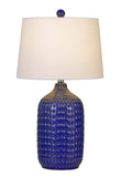 Cal Lighting 150W Adelaide Ceramic Table Lamp with Taper Drum Linen Hardback Shade (Priced And Sold As Pairs) BO-2919TB-2 Navy Blue BO-2919TB-2