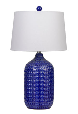 Cal Lighting 150W Adelaide Ceramic Table Lamp with Taper Drum Linen Hardback Shade (Priced And Sold As Pairs) BO-2919TB-2 Navy Blue BO-2919TB-2