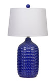 Cal Lighting 150W Adelaide Ceramic Table Lamp with Taper Drum Linen Hardback Shade (Priced And Sold As Pairs) BO-2919TB-2 Navy Blue BO-2919TB-2