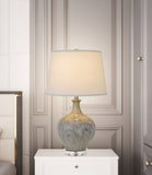 Cal Lighting 150W 3 Way Harlingen Ceramic Table Lamp with Taper Drum Linen Hardback Shade BO-2934TB Clear BO-2934TB