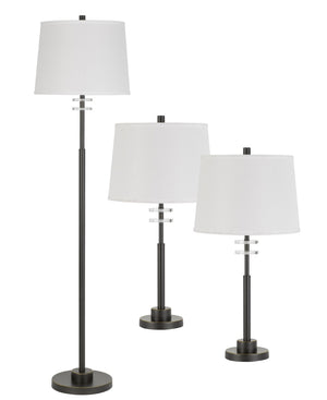 Cal Lighting 150W 3 Way Table And Floor Lamp. 1 Floor And 2 Table Lamps Packed In One Box BO-2941-3 Dark Bronze BO-2941-3