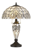 Cal Lighting 60W x 2 Tiffany Table Lamp with 7W Night Light BO-2943TB Black BO-2943TB