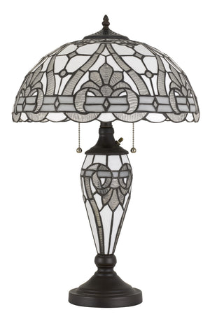 Cal Lighting 60W x 2 Tiffany Table Lamp with 7W Night Light BO-2943TB Black BO-2943TB