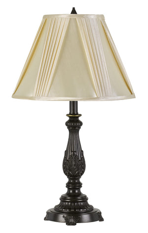 Cal Lighting 100W Kerry Aluminum Casted Table Lamp with Softback Fan Pleated Faux Silk Shade BO-2950TB Dark Bronze BO-2950TB