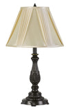 Cal Lighting 100W Kerry Aluminum Casted Table Lamp with Softback Fan Pleated Faux Silk Shade BO-2950TB Dark Bronze BO-2950TB