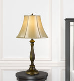 Cal Lighting 150W 3 Way Meath Aluminum Casted Table Lamp with Softback Faux Silk Shade BO-2953TB Antique Brass BO-2953TB