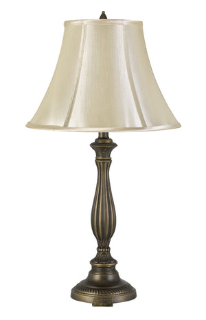 Cal Lighting 150W 3 Way Meath Aluminum Casted Table Lamp with Softback Faux Silk Shade BO-2953TB Antique Brass BO-2953TB