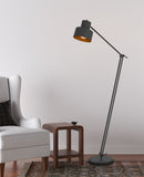 Cal Lighting 60W Davidson Metal Floor Lamp with Weighted Base, Adjustable Upper And Lower Arms. On Off Socket Switch BO-2966FL Matte Black BO-2966FL