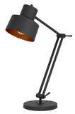 Cal Lighting 60W Davidson Metal Desk Lamp with Weighted Base, Adjustable Upper And Lower Arms. On Off Socket Switch BO-2966TB Matte Black BO-2966TB