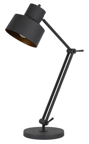 Cal Lighting 60W Davidson Metal Desk Lamp with Weighted Base, Adjustable Upper And Lower Arms. On Off Socket Switch BO-2966TB Matte Black BO-2966TB