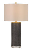 Cal Lighting 150W 3 Way Graham Ceramic Table Lamp with Hardback Drum Fabric Shade BO-2969TB Brushed Steel BO-2969TB