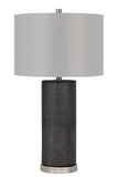 Cal Lighting 150W 3 Way Graham Ceramic Table Lamp with Hardback Drum Fabric Shade BO-2969TB Brushed Steel BO-2969TB