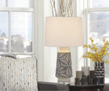 Cal Lighting 150W 3 Way Burgin Ceramic Table Lamp with Crystal Base And Hardback Tapper Drum Fabric Shade BO-2972TB Clear BO-2972TB