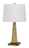 Cal Lighting 150W 3 Way Ravenna Resin Pyramid Design Table Lamp with Hardback Taper Fabric Drum Shade BO-2976TB Oak BO-2976TB