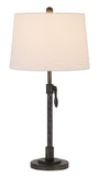 Cal Lighting 150W 3 Way Riverwood Adjustable Metal Table Lamp with Hardback Taper Fabric Drum Shade BO-2979TB Antique Silver BO-2979TB