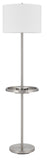 Crofton Metal Floor Lamp with Metal Tray Table And 2 Usb Charging Ports And A Weight Base.