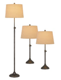 Cal Lighting 3 Pcs Package. 2 Pcs Of 150W 3 Way Adjustable Metal Table Lamps. 1 Pc Of 150W 3 Way Adjustable Metal Floor Lamp. BO-2984-3 Antique Silver BO-2984-3