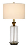 Cal Lighting 150W 3 Way Sherwood Glass Table Lamp with Wood Font And Hardback Fabric Drum Shade BO-2987TB Glass BO-2987TB