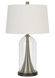 150W 3 Way Camargo Glass/Metal Table Lamp with Hardback Taper Drum Fabric Shade