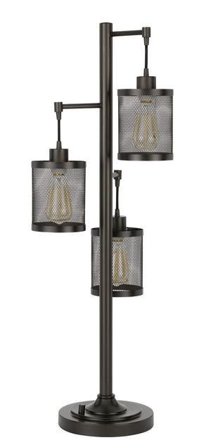 Cal Lighting 60W x3 Pacific Metal Table Lamp with Metal Mesh Shades with A Base 3 Way Rotary Switch BO-2991DK Mesh BO-2991DK