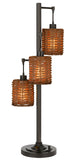 Cal Lighting 40W x3 Connell Metal Table Lamp with Rattan Shades with A Base 3 Way Rotary Switch BO-2992DK Rattan BO-2992DK