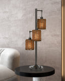 Cal Lighting 40W x3 Connell Metal Table Lamp with Rattan Shades with A Base 3 Way Rotary Switch BO-2992DK Rattan BO-2992DK