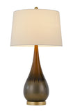 Cal Lighting 150W 3 Way Carmi Metal Table Lamp with Hardback Taper Drum Fabric Shade BO-2994TB Antique Brass BO-2994TB