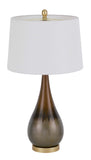 Cal Lighting 150W 3 Way Carmi Metal Table Lamp with Hardback Taper Drum Fabric Shade BO-2994TB Antique Brass BO-2994TB