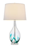 Cal Lighting 150W 3 Way Harlan Glass Table Lamp with Hardback Taper Drum Fabric Shade BO-2996TB Clear BO-2996TB