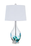 Cal Lighting 150W 3 Way Harlan Glass Table Lamp with Hardback Taper Drum Fabric Shade BO-2996TB Clear BO-2996TB