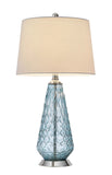 Cal Lighting 150W 3 Way Mayfield Glass Table Lamp with Hardback Taper Drum Fabric Shade BO-2997TB Chrome BO-2997TB