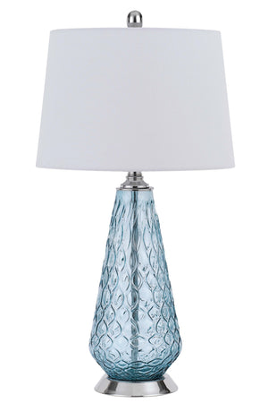 Cal Lighting 150W 3 Way Mayfield Glass Table Lamp with Hardback Taper Drum Fabric Shade BO-2997TB Chrome BO-2997TB