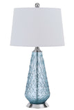 Cal Lighting 150W 3 Way Mayfield Glass Table Lamp with Hardback Taper Drum Fabric Shade BO-2997TB Chrome BO-2997TB