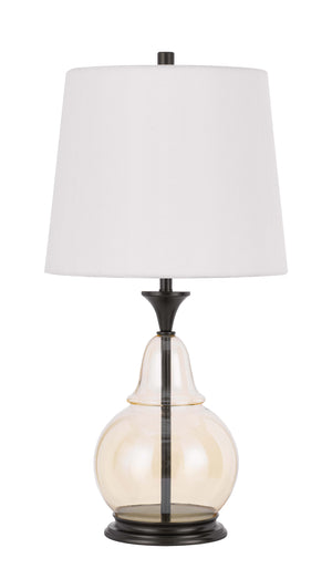 Cal Lighting 150W 3 Way Kittery Glass Table Lamp with Hardback Fabric Shade BO-3003TB Dark Bronze BO-3003TB