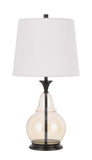 Cal Lighting 150W 3 Way Kittery Glass Table Lamp with Hardback Fabric Shade BO-3003TB Dark Bronze BO-3003TB