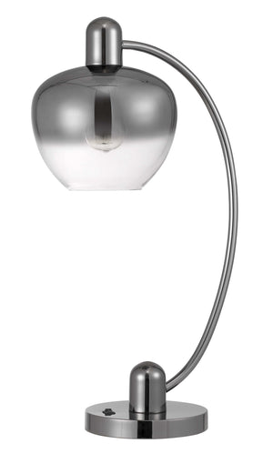 Cal Lighting 40W Brookline Metal Arc Table Lamp with Electoral Plated Smoked Glass Shade And On Off Rocker Switch BO-3006TB Gunmetal BO-3006TB