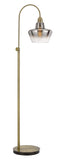 Cal Lighting 40W Duxbury Metal Arc Floor Lamp with Electoral Plated Smoked Glass Shade BO-3007FL Antique Brtass BO-3007FL