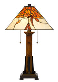 Cal Lighting 60W x 2 Tiffany Table Lamp with Pull Chain Switch with Resin Lamp Body BO-3010TB Dark Bronze BO-3010TB