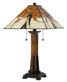 Cal Lighting 60W x 2 Tiffany Table Lamp with Pull Chain Switch with Resin Lamp Body BO-3010TB Dark Bronze BO-3010TB