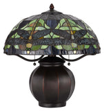 Cal Lighting 60W x 2 Tiffany Table Lamp with Pull Chain Switch with Metal Lamp Body BO-3012TB Dark Bronze BO-3012TB