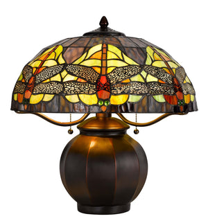 Cal Lighting 60W x 2 Tiffany Table Lamp with Pull Chain Switch with Metal Lamp Body BO-3012TB Dark Bronze BO-3012TB