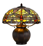 Cal Lighting 60W x 2 Tiffany Table Lamp with Pull Chain Switch with Metal Lamp Body BO-3012TB Dark Bronze BO-3012TB