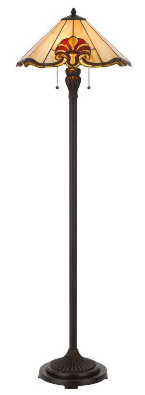 Cal Lighting 60W x 2 Tiffany Table Lamp with Pull Chain Switch with Metal And Resin Lamp Body BO-3015FL Dark Bronze BO-3015FL