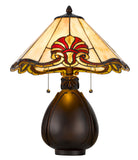 Cal Lighting 60W x 2 Tiffany Table Lamp with Pull Chain Switch with Resin Lamp Body BO-3015TB Dark Bronze BO-3015TB