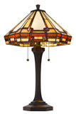 Cal Lighting 60W x 2 Tiffany Table Lamp with Pull Chain Switch with Resin Lamp Body BO-3016TB Dark Bronze BO-3016TB