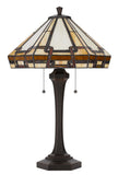 Cal Lighting 60W x 2 Tiffany Table Lamp with Pull Chain Switch with Resin Lamp Body BO-3016TB Dark Bronze BO-3016TB